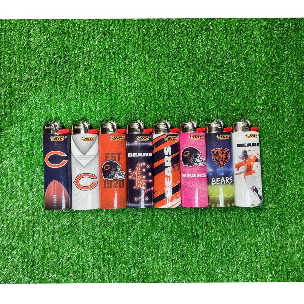 NEW 8pc LARGE size chicago bears NFL football bic lighters LIMITED EDITION